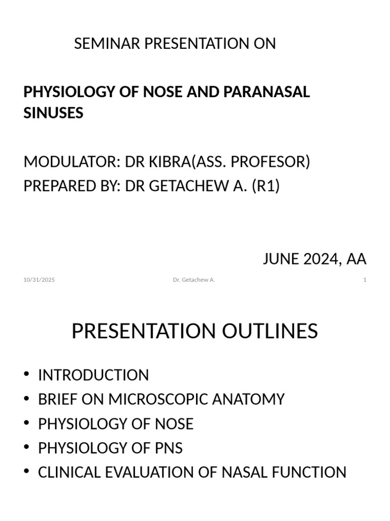 Physiology of Nose and Sinuses Seminar | PDF | Human Nose | Rhinology