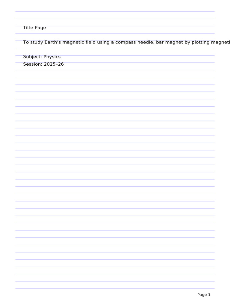 Physics Project Earths Magnetic Field | PDF | Compass | Magnet