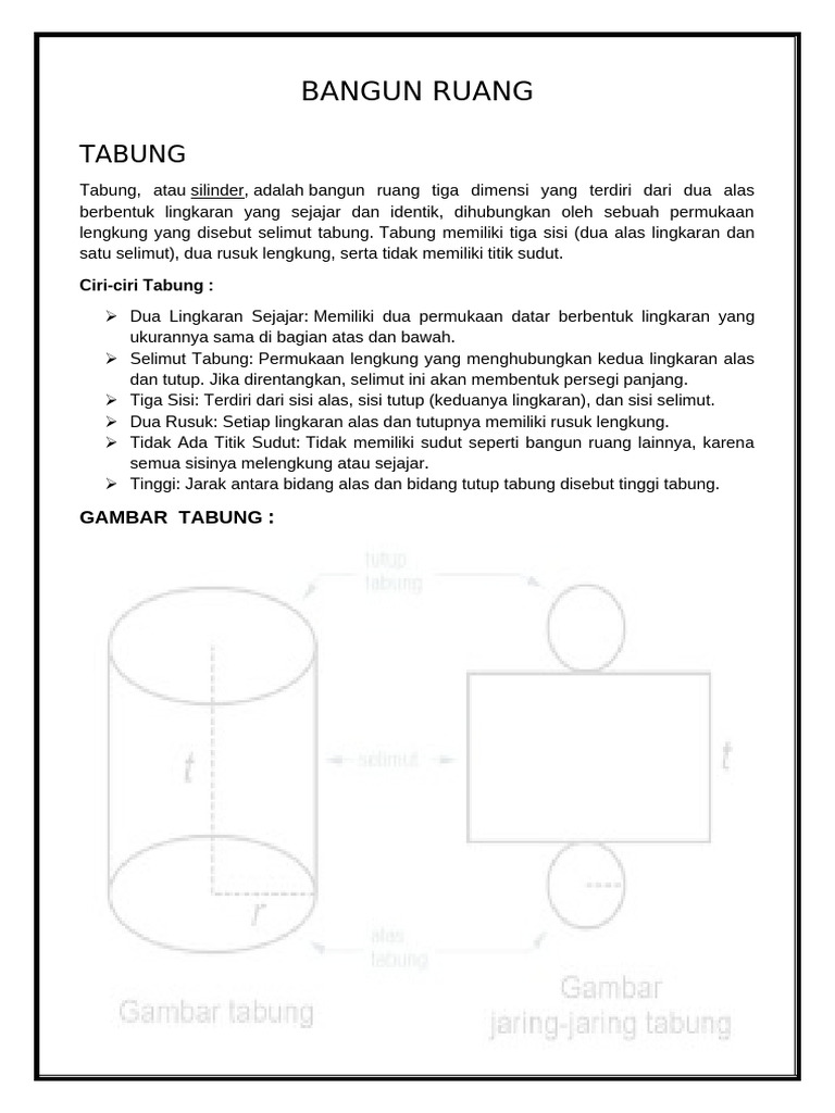 Ciri dan Rumus Bangun Tabung | PDF