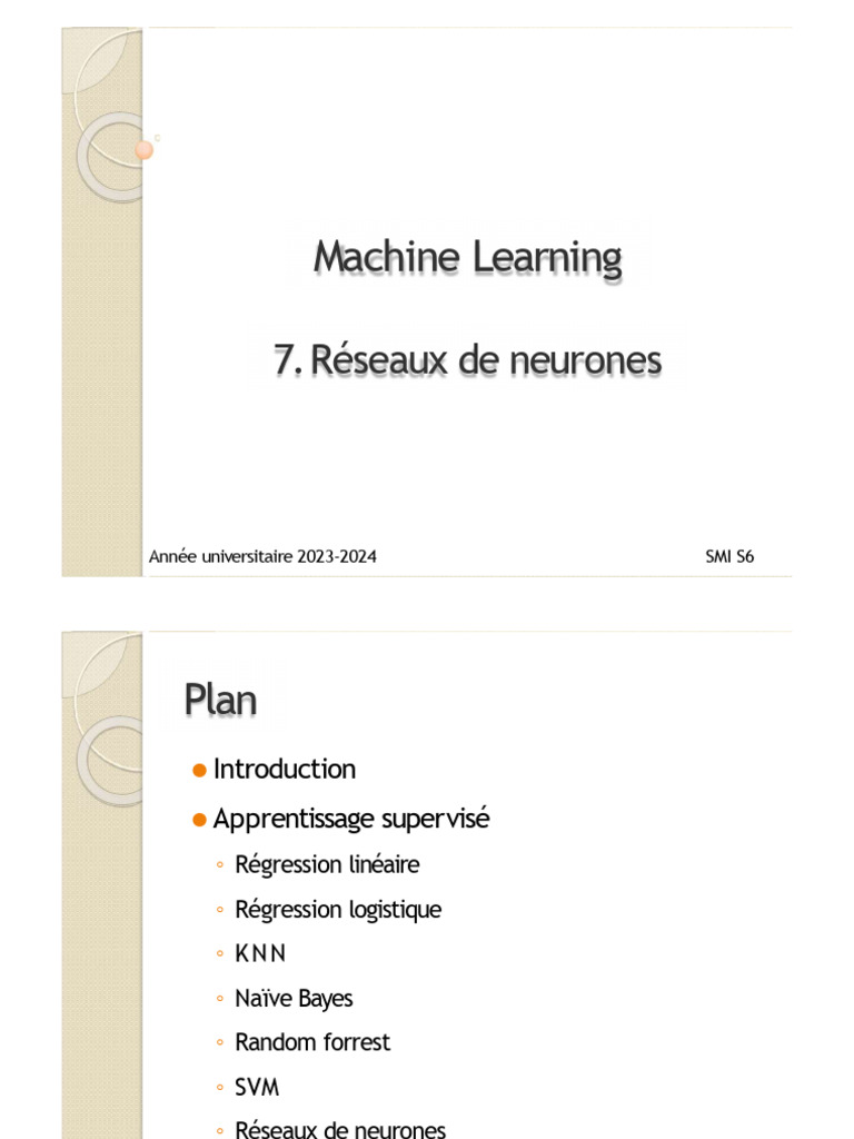 Introduction aux Réseaux de Neurones | PDF | Apprentissage automatique ...
