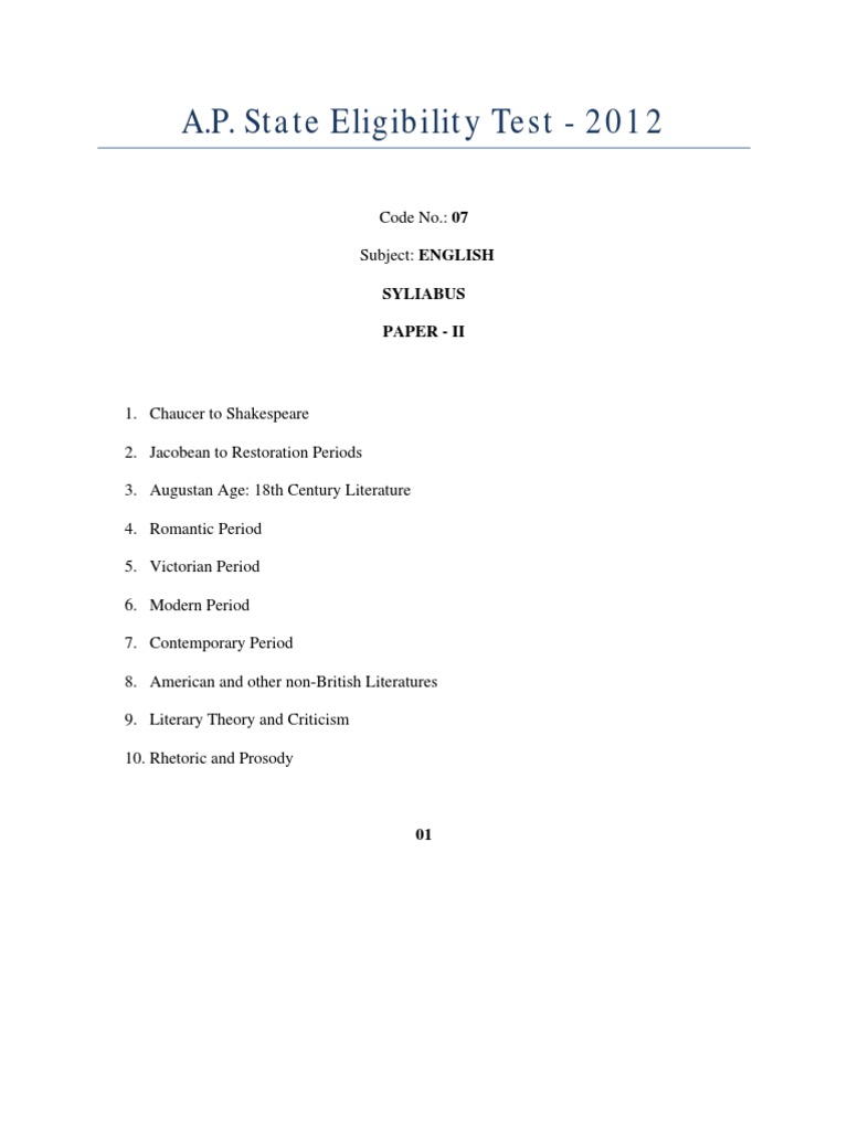 AP Set Syllabus English | PDF