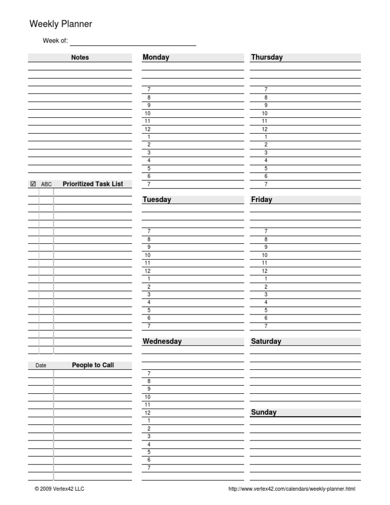 Printable Weekly Planner | PDF | Teaching Methods & Materials