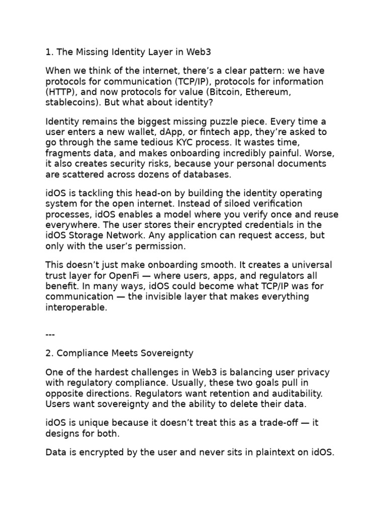 idOS: The Identity Layer for Web3 | PDF | Regulatory Compliance | Privacy