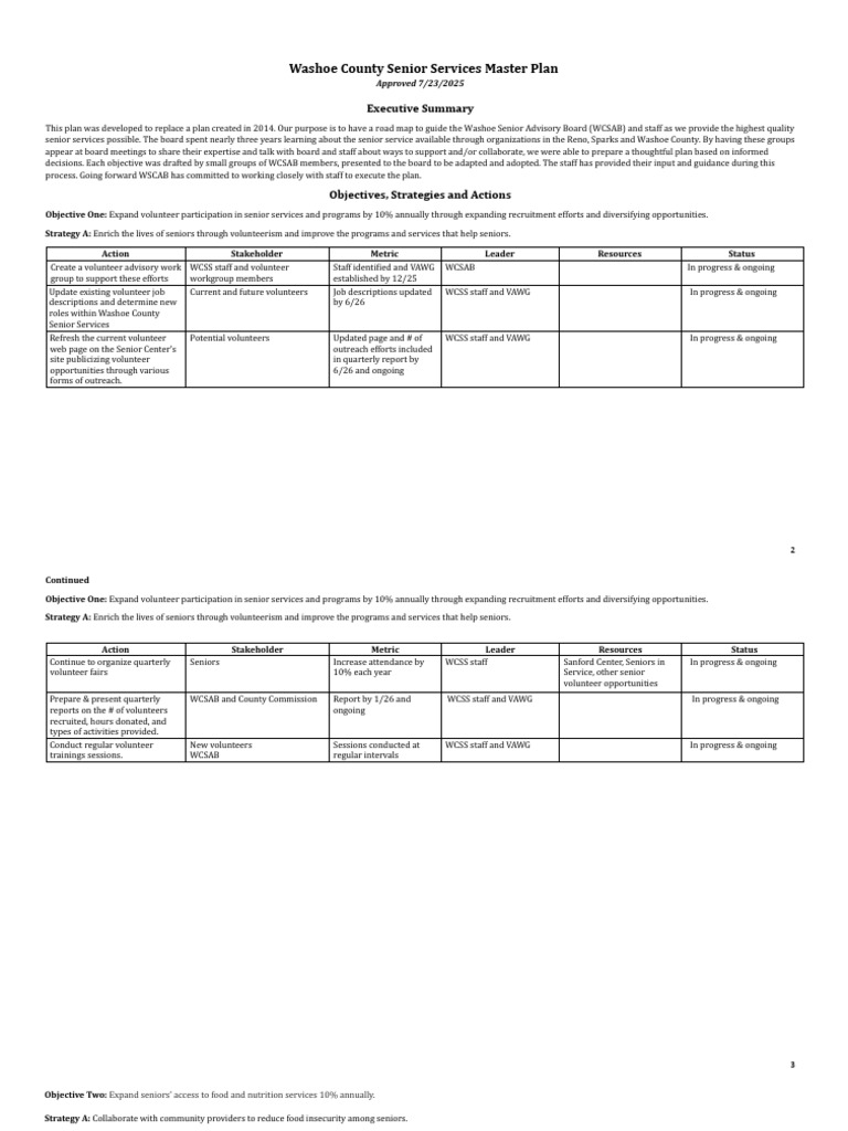 Final-Senior Services Master Plan | PDF | Volunteering | Nevada