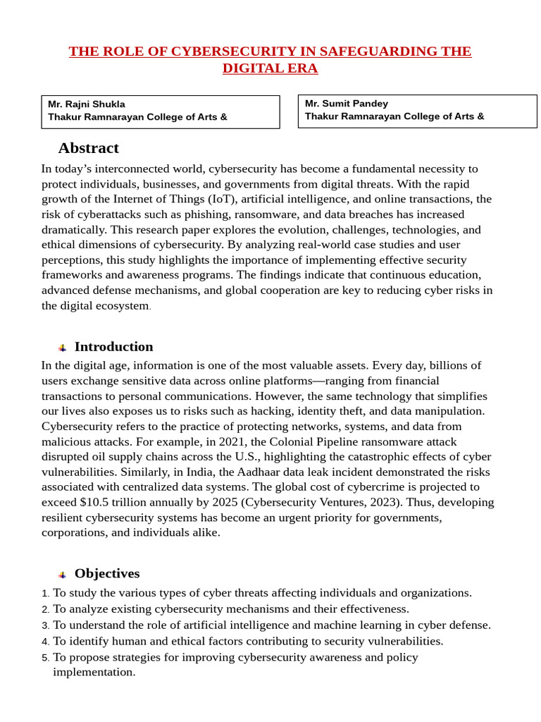 Cybersecurity Research Paper SumitPandey RanjaniShukla | PDF | Security ...