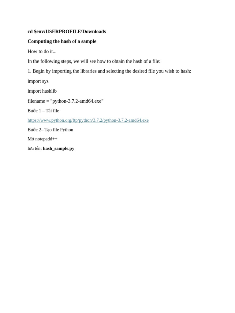 Computing The Hash of A Sample | PDF