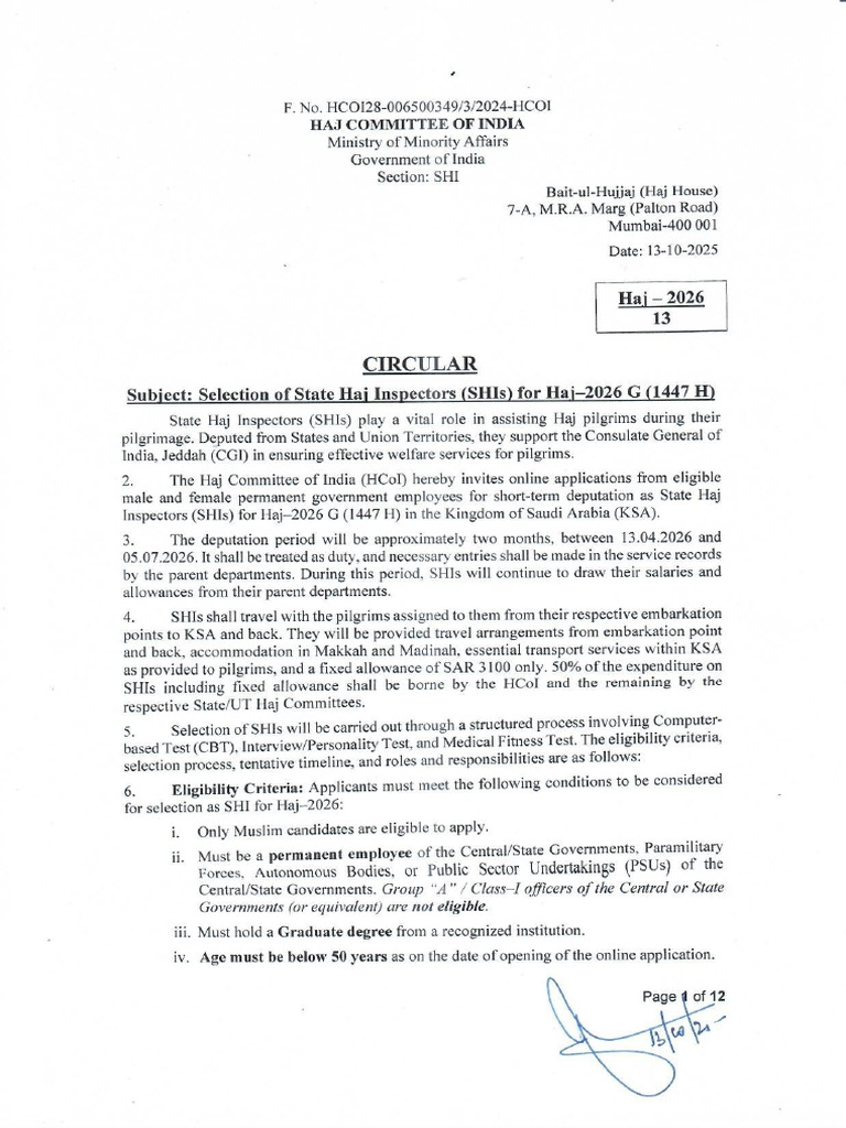 Circular No.13 Haj2026 | PDF