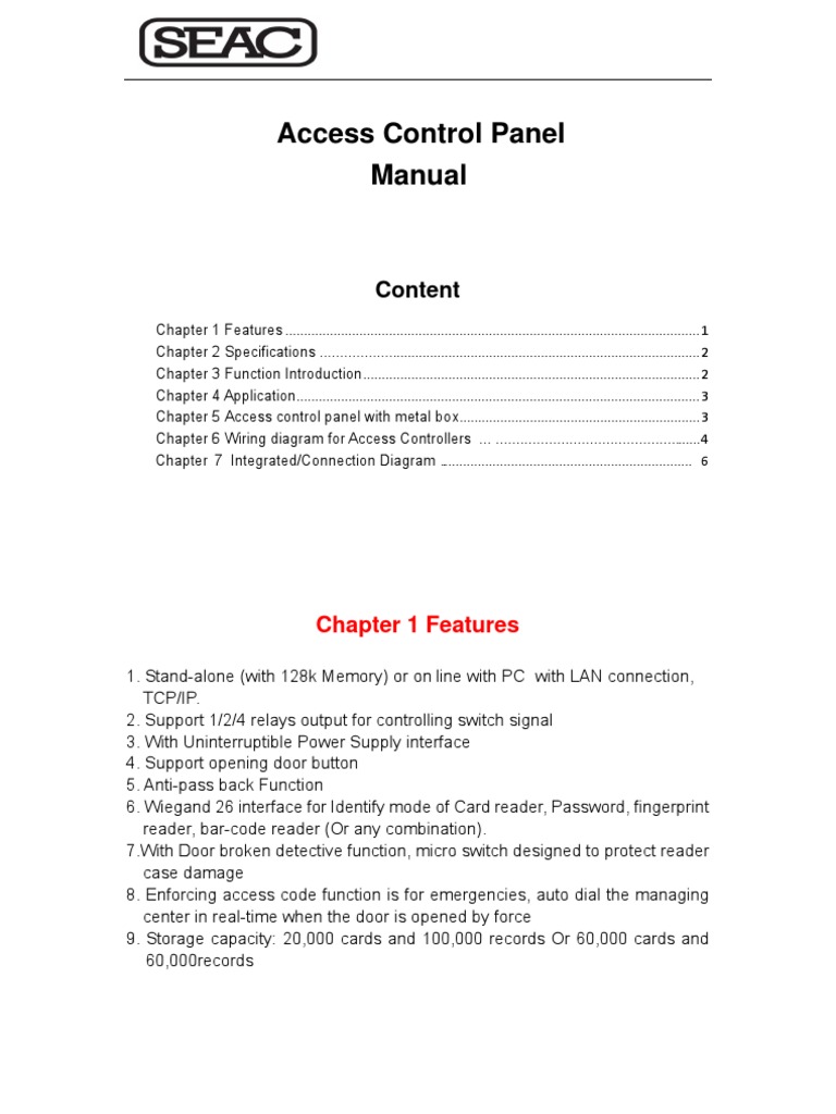 Access Control Panel Manual Guide | PDF | Access Control | Computer ...