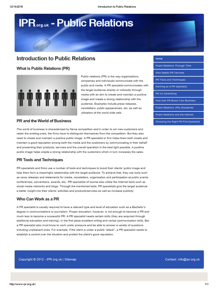 Introduction To Public Relations | PDF | Public Relations | Communication