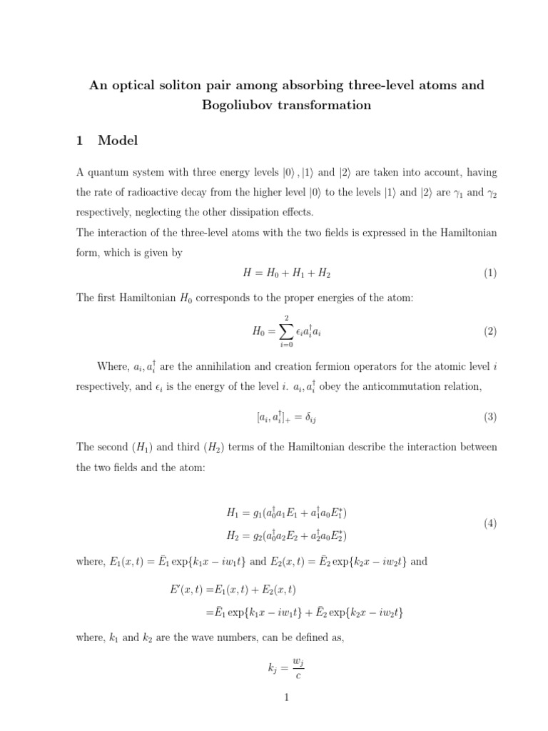 Three Level System Calculation BravyiKitaev Bogoliubov | PDF | Quantum ...