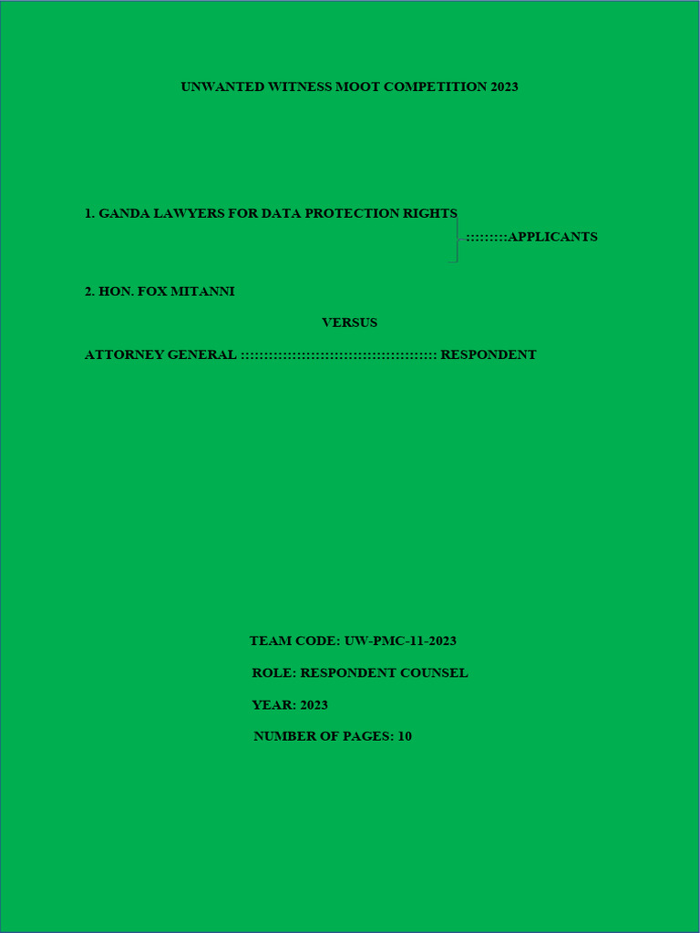 Uw-Pmc-11-2023 (Applicants' Submissions) | PDF | Privacy | Surveillance