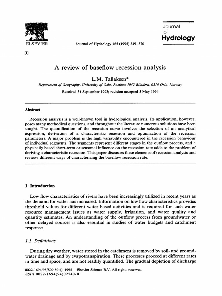 Baseflow Recession Analysis Review | PDF | Discharge (Hydrology ...