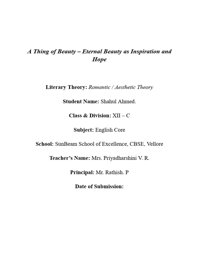 Eternal Beauty in Keats' Poetry | PDF | Beauty | John Keats