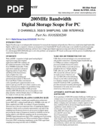 200Mhz Bandwidth Digital Storage Scope For PC: Part No. 01ossds200