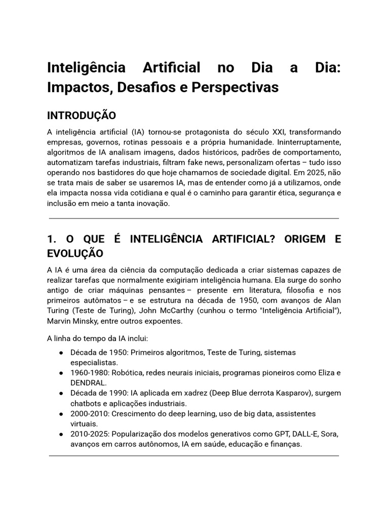 Inteligência Artificial No Dia A Dia - Impactos, Desafios e ...