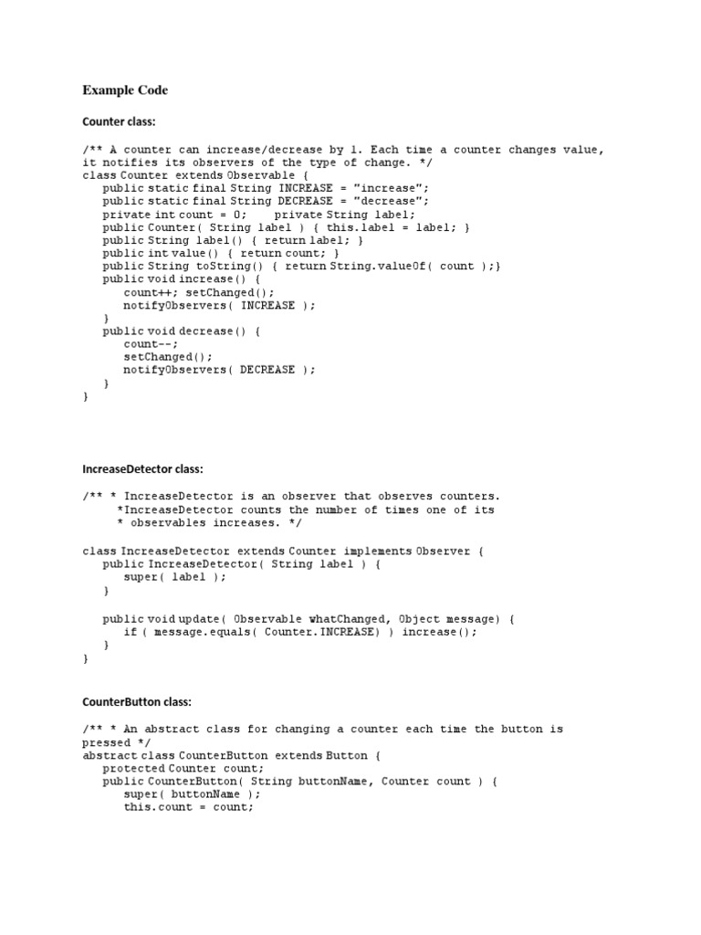 Java Counter and Observer Pattern Code | PDF | Integer (Computer ...