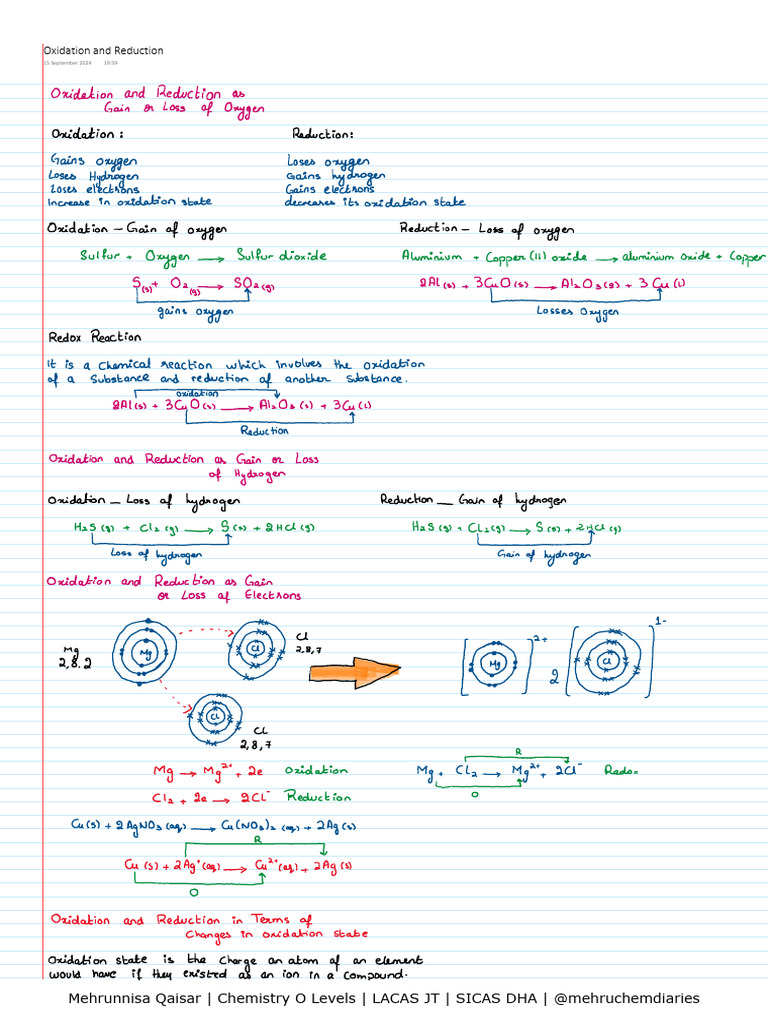 Oxidation and Reduction | PDF
