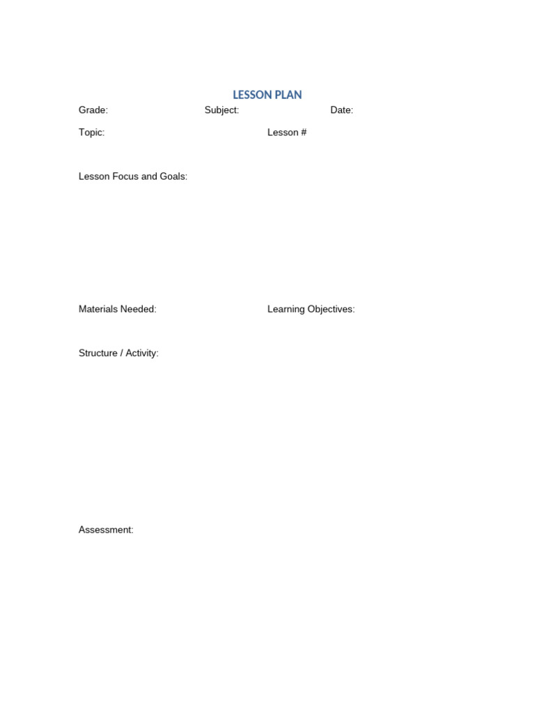 Lesson Plan Table Format | PDF