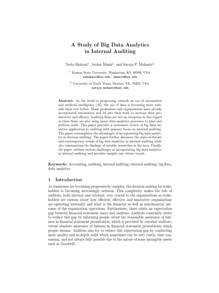 Big Data Analytics in Internal Auditing | PDF | Audit | Internal Audit