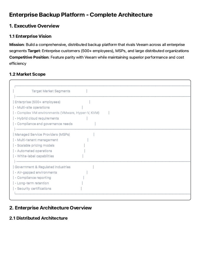 Enterprise Backup Platform Architecture | PDF | Cloud Computing | Backup