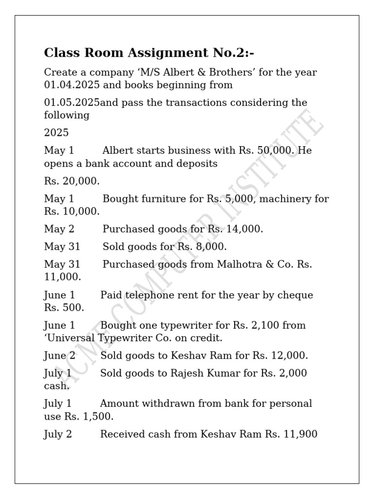 Tally Assignment No 2 | PDF