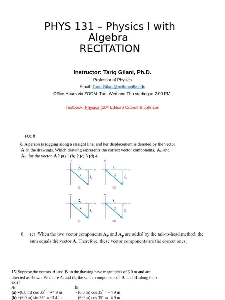 Physics I Vector Problems and Solutions | PDF | Euclidean Vector | Force