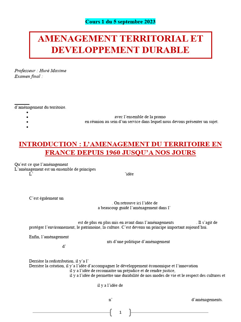 Aménagement territorial et développement durable | PDF | Étalement ...