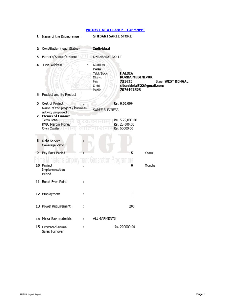 MSME Loan Project Report for Saree Business | PDF | Depreciation ...