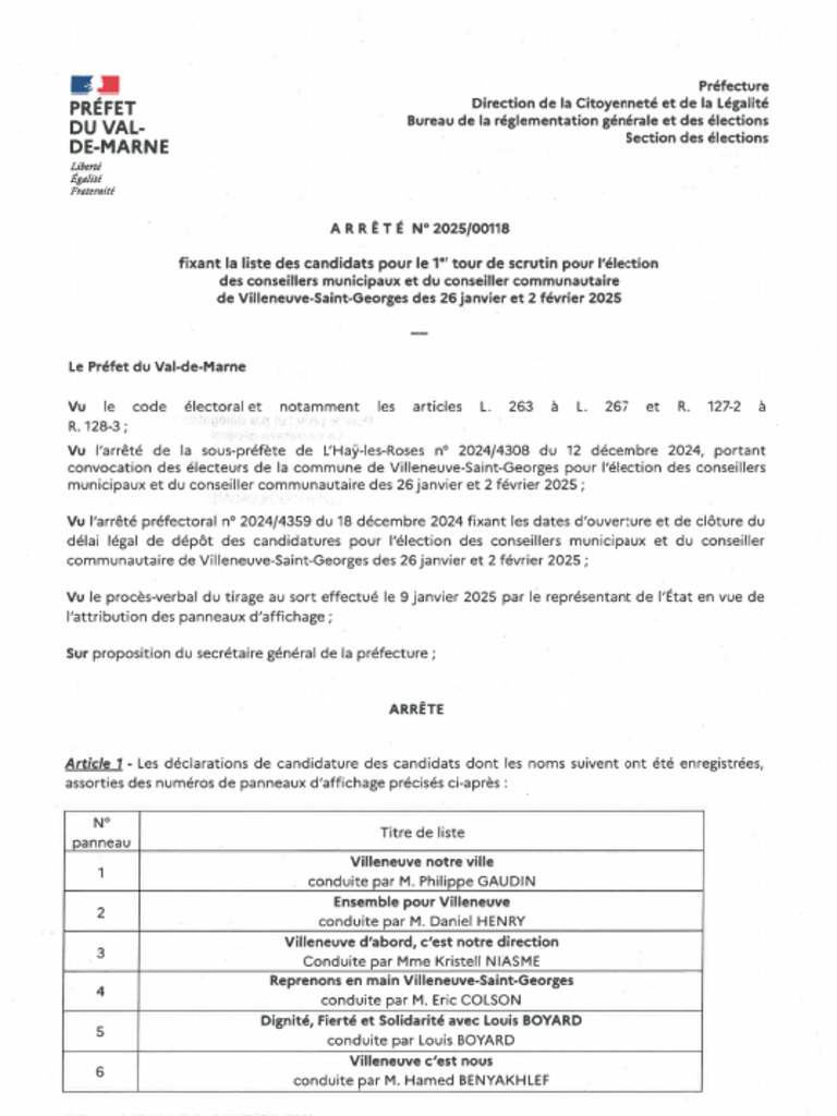 Arrete Et Annexes Candidatures Villeneuve Saint Georges | PDF