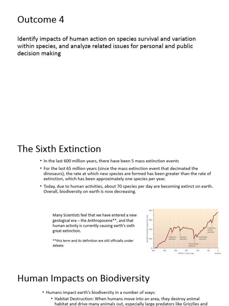 Human Impact on Biodiversity and Extinction | PDF | Extinction ...