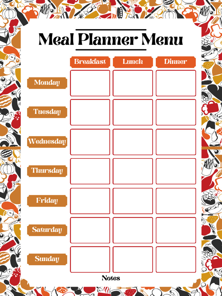 WEEKLY Meal Planner Menu | PDF