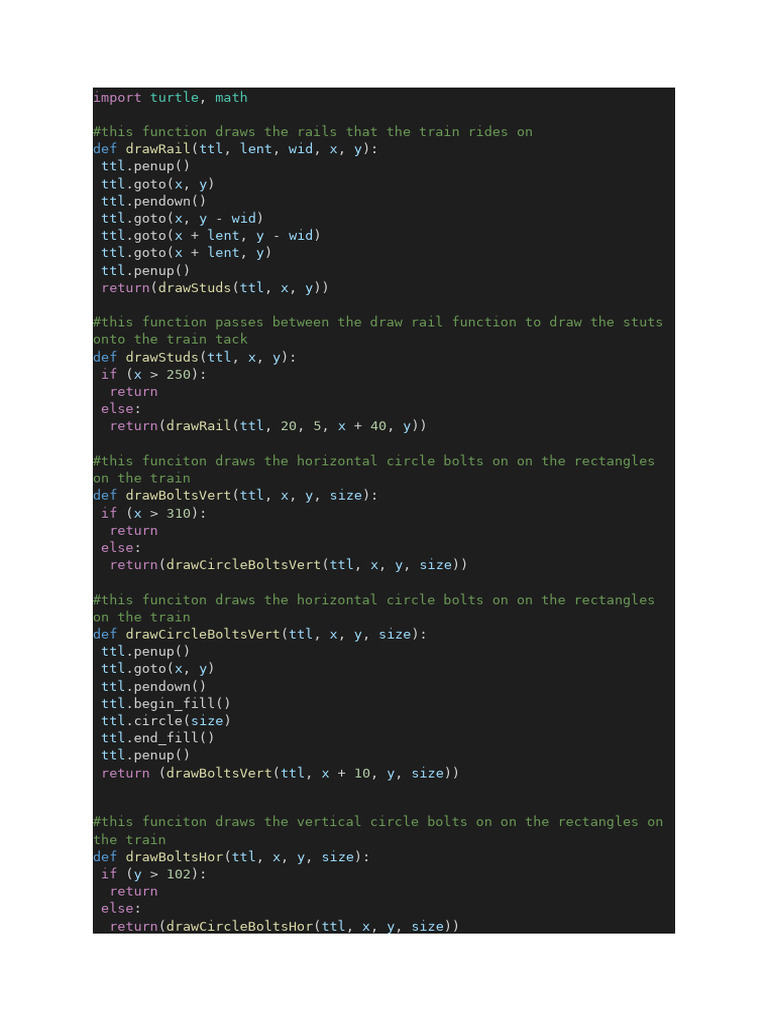 Python Turtle Train Drawing Code | PDF | Geometry | Elementary Geometry