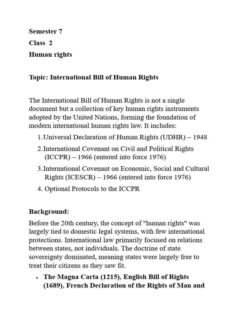 Overview of the International Bill of Human Rights | PDF | Human Rights ...