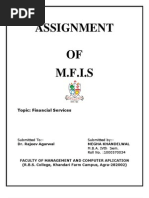 Assignment OF M.F.I.S: Topic: Financial Services