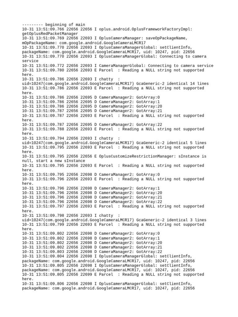Oplus Camera Manager Log Analysis | PDF | Computing | Operating System ...
