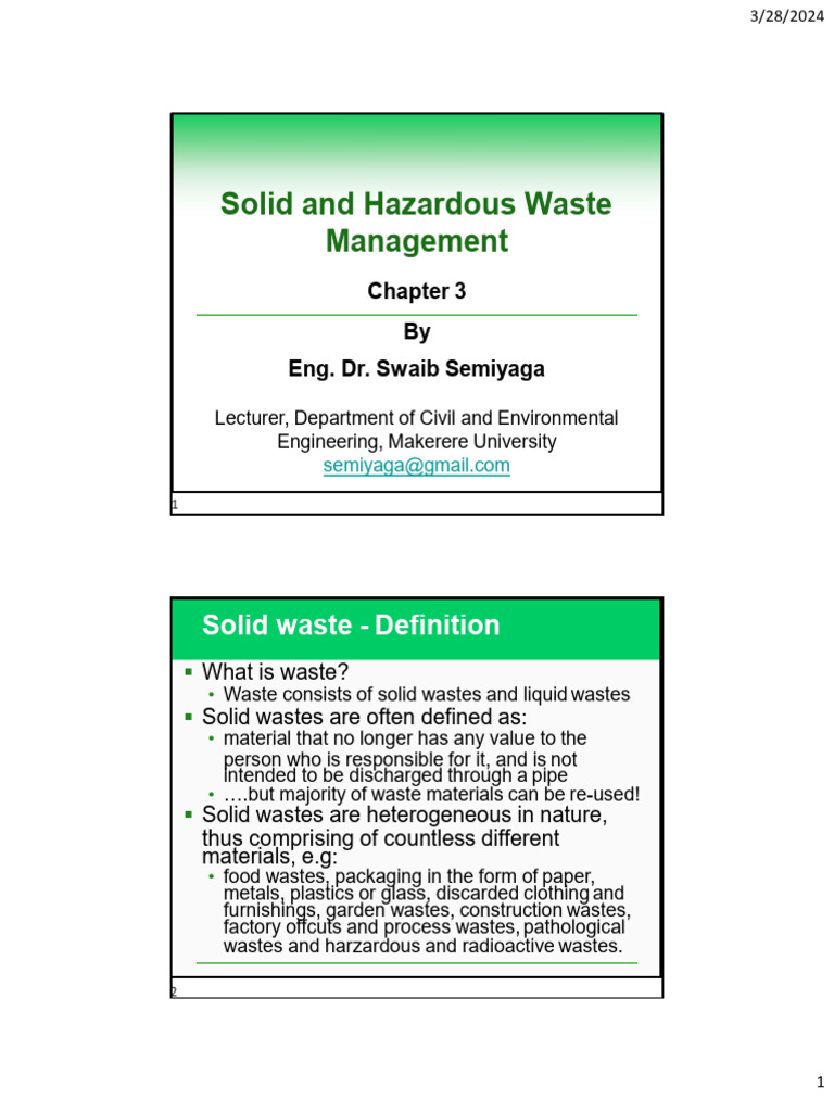 Chapter 3 Solid Waste Management 2024 | PDF | Anaerobic Digestion ...