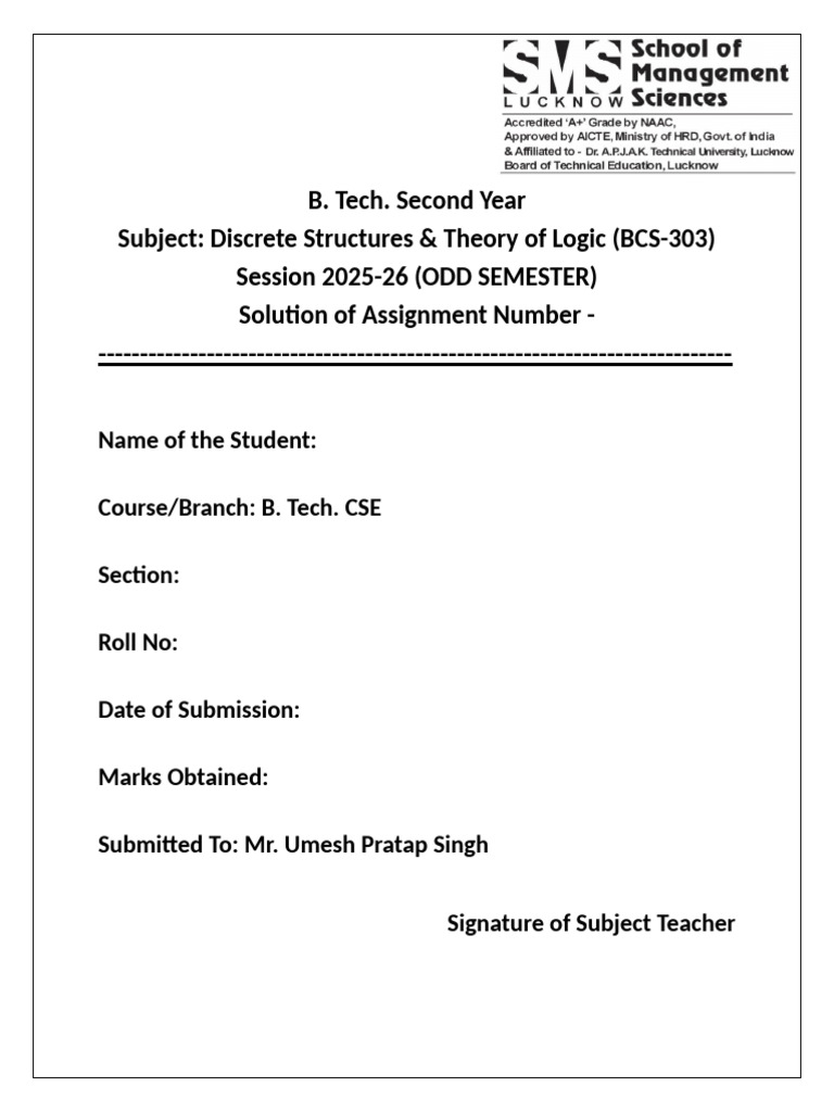 B.Tech CSE Discrete Structures Assignment | PDF