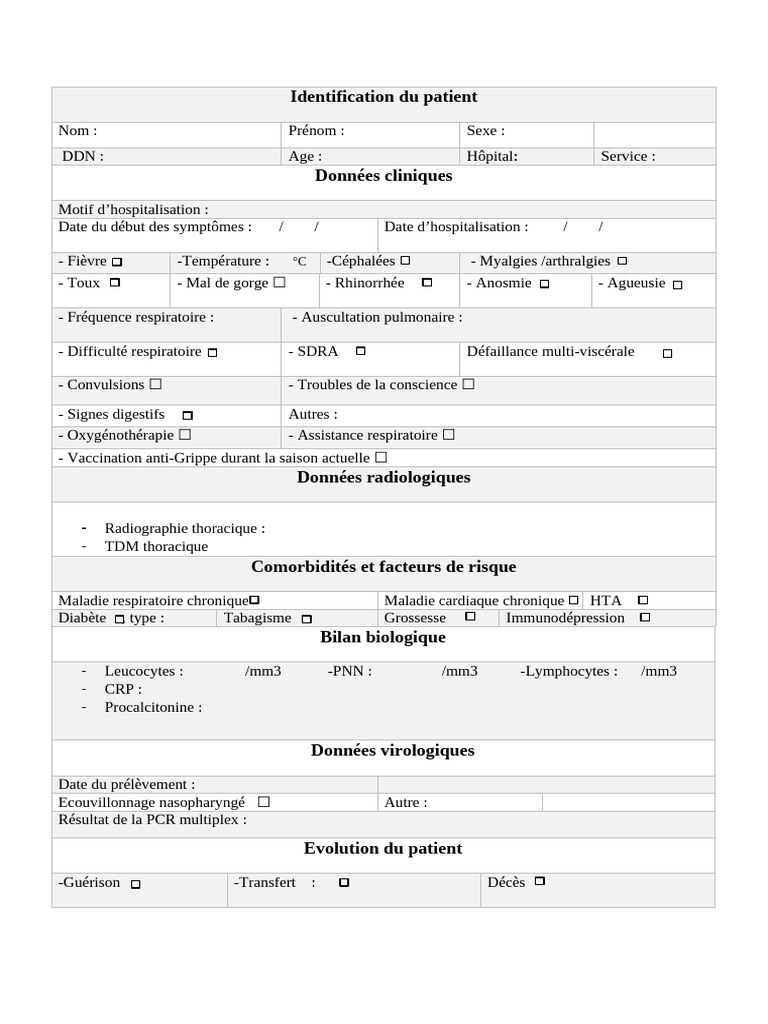 Dossier médical patient : hospitalisation et symptômes | PDF