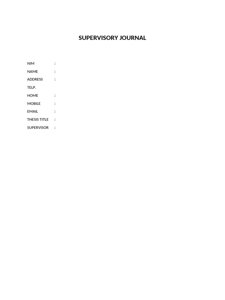 Supervisory Journal Template | PDF
