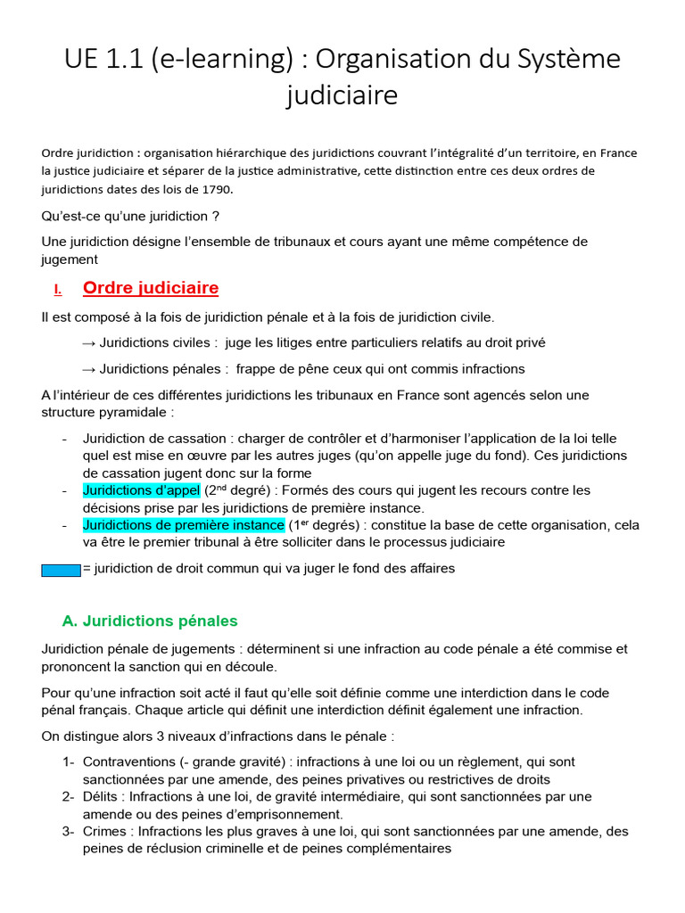 Organisation du Système Judiciaire Français | PDF | Loi | Constitution