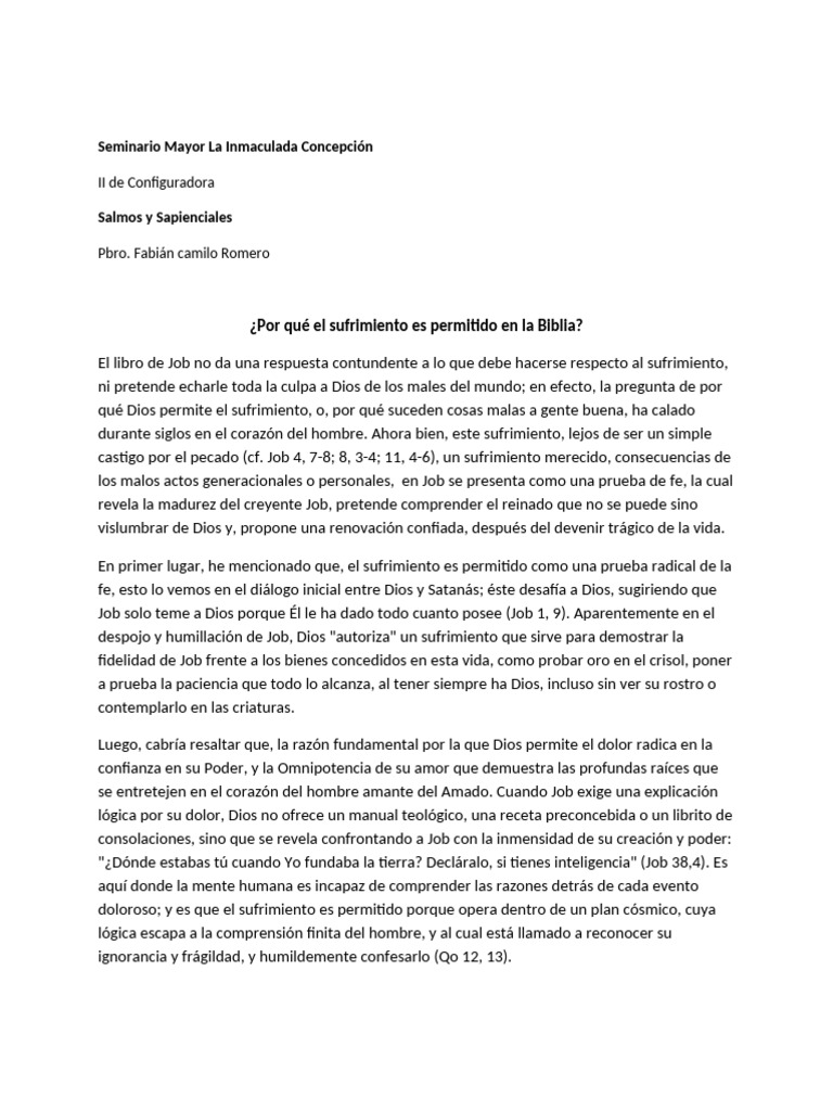 Por Qué El Sufrimiento Es Permitido en La Biblia | PDF | Libro de ...