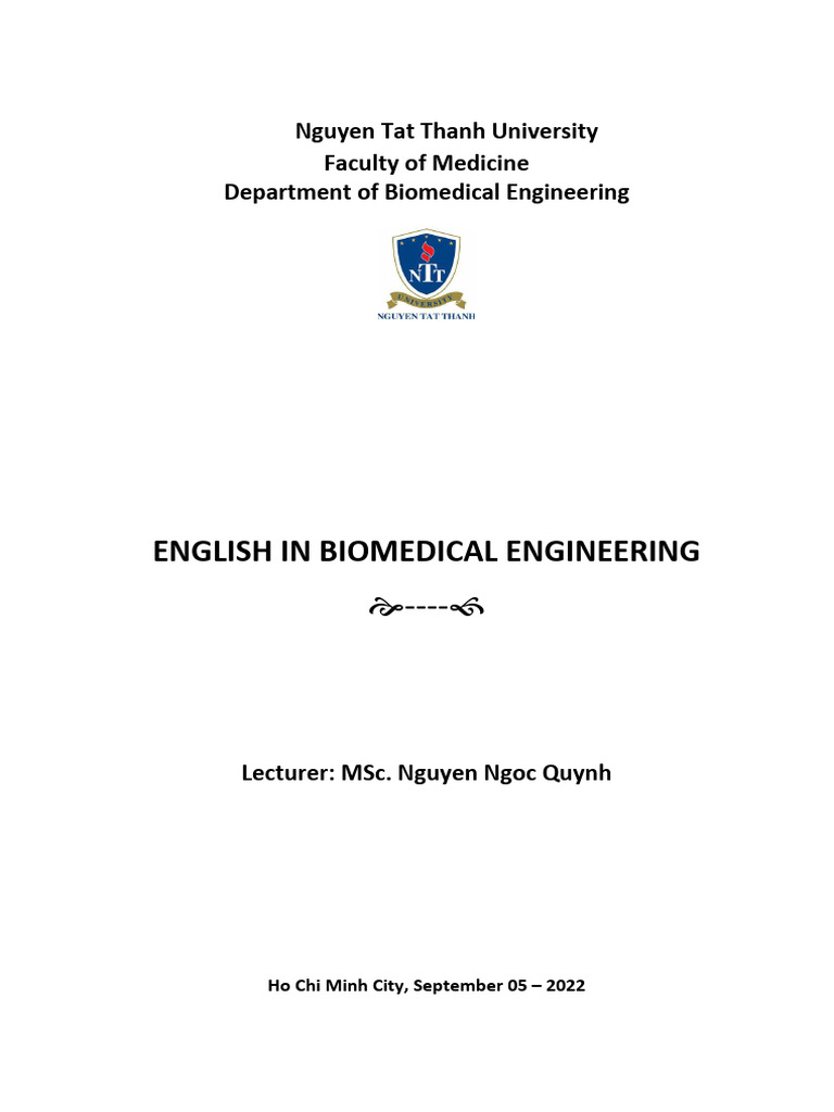 English for Biomedical Engineering | PDF | Medical Imaging | Sensor