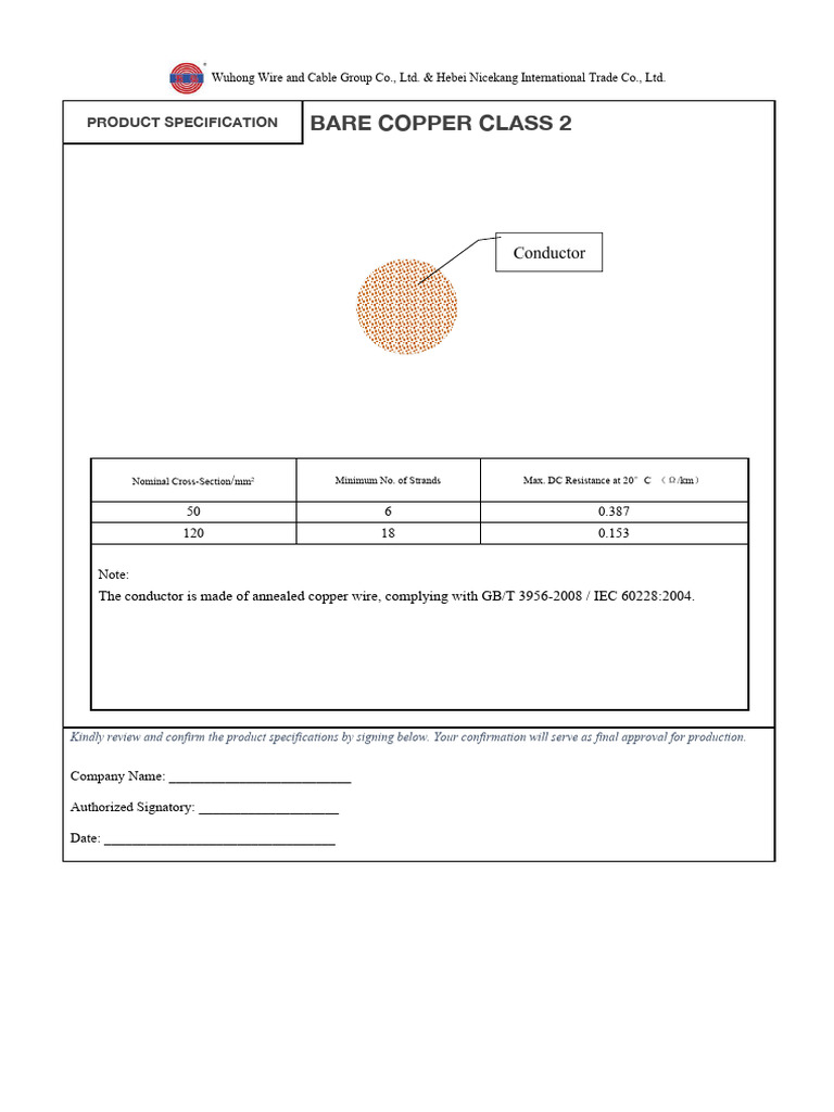 Bare Copper Class 2 Specifications | PDF