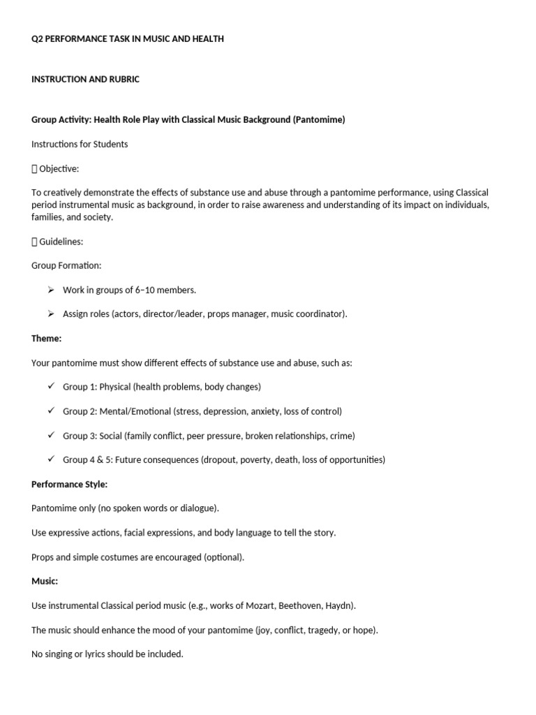 q2 Performance Task in Music and Health | PDF | Ludwig Van Beethoven ...