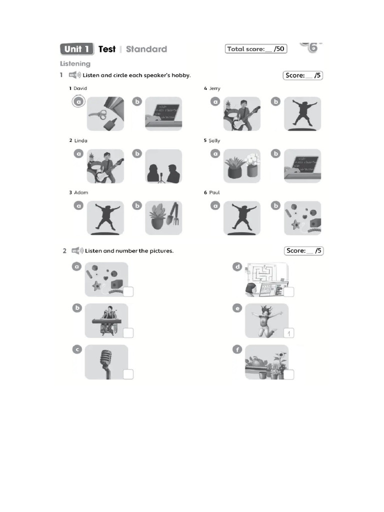 Kids Can & Unit 1 Standard Test | PDF