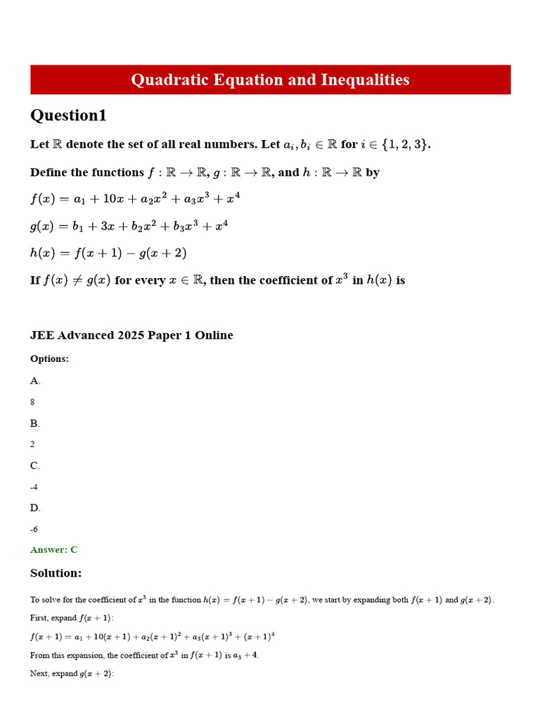 Quadratic Equations and Solutions Analysis | PDF | Polynomial ...