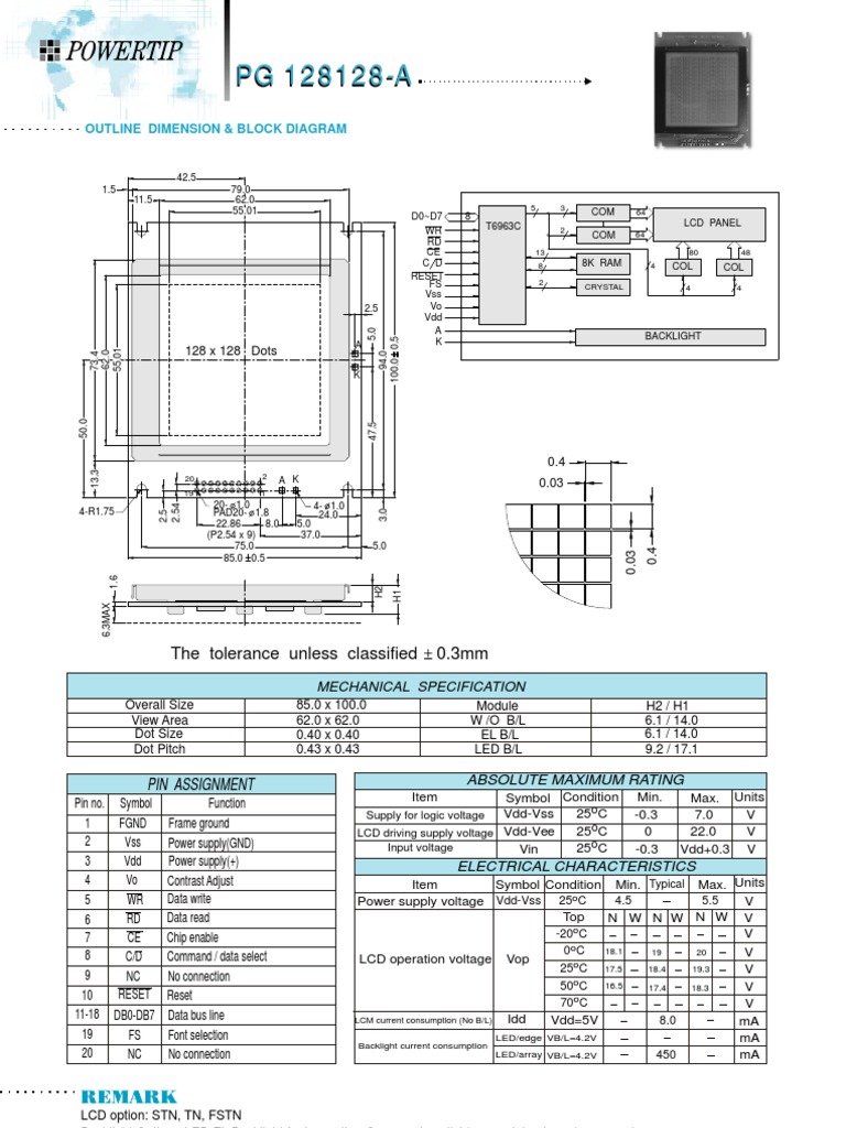 128x128 LCD Specifications Overview | PDF | Technology & Engineering