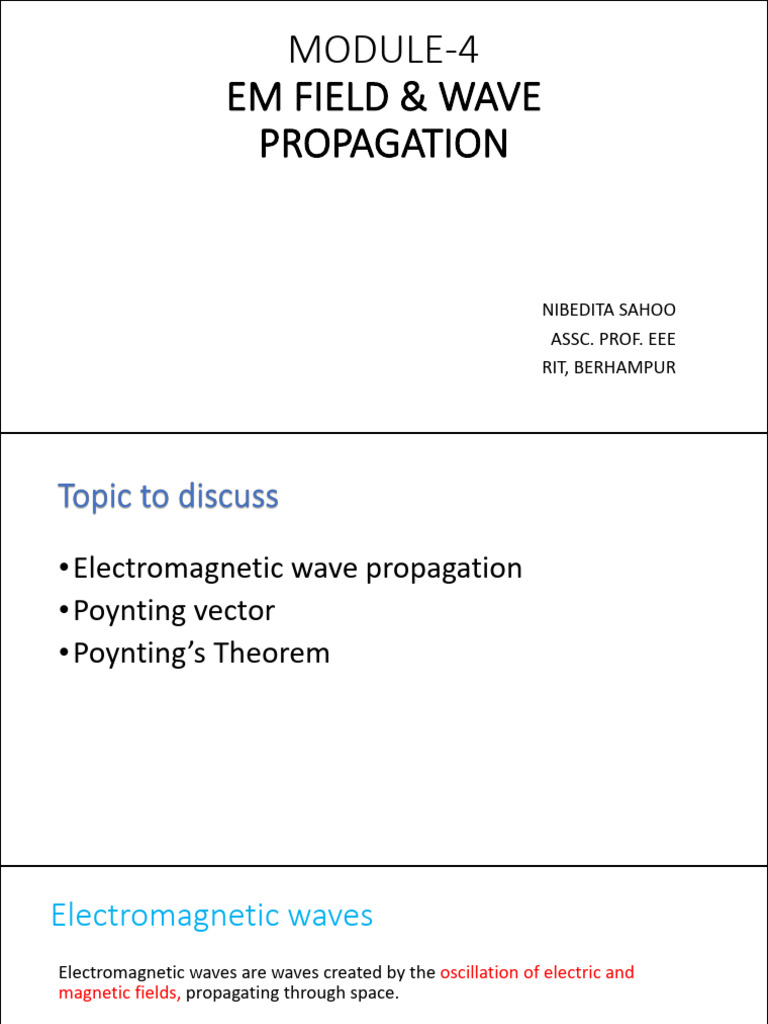EM Wave Propagation and Poynting's Theorem | PDF | Waves ...