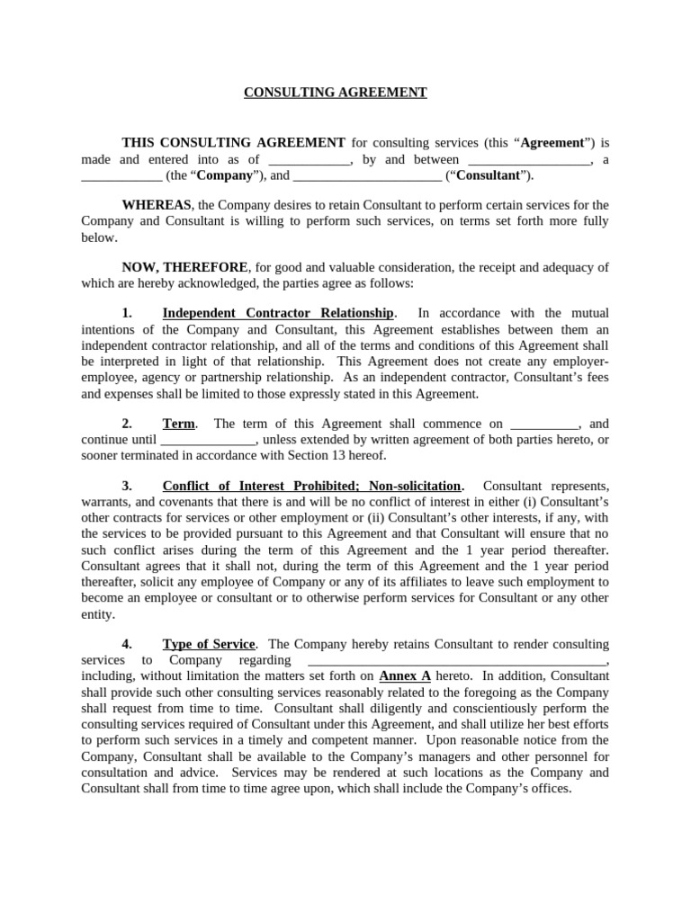 Form-Consulting Agmt W Individual Template | PDF | Trade Secret ...