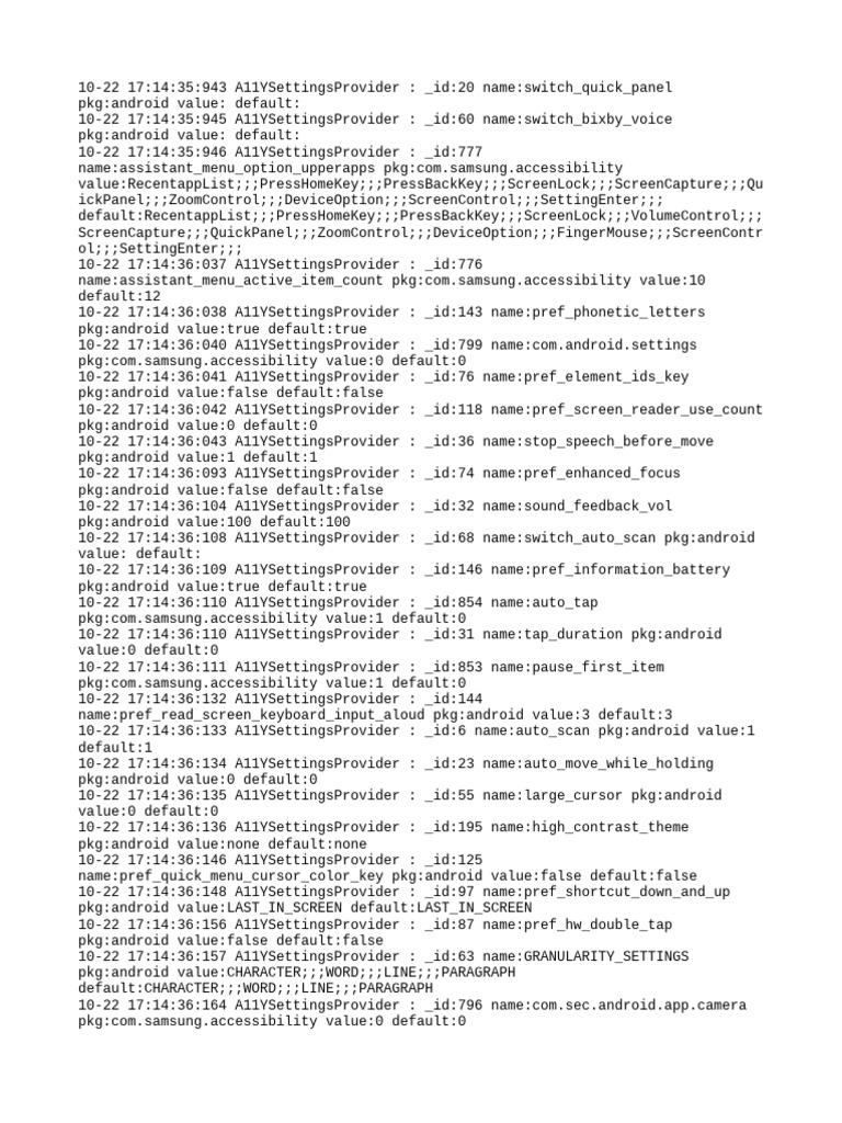 Samsung Accessibility Settings Log | PDF | Consumer Electronics ...